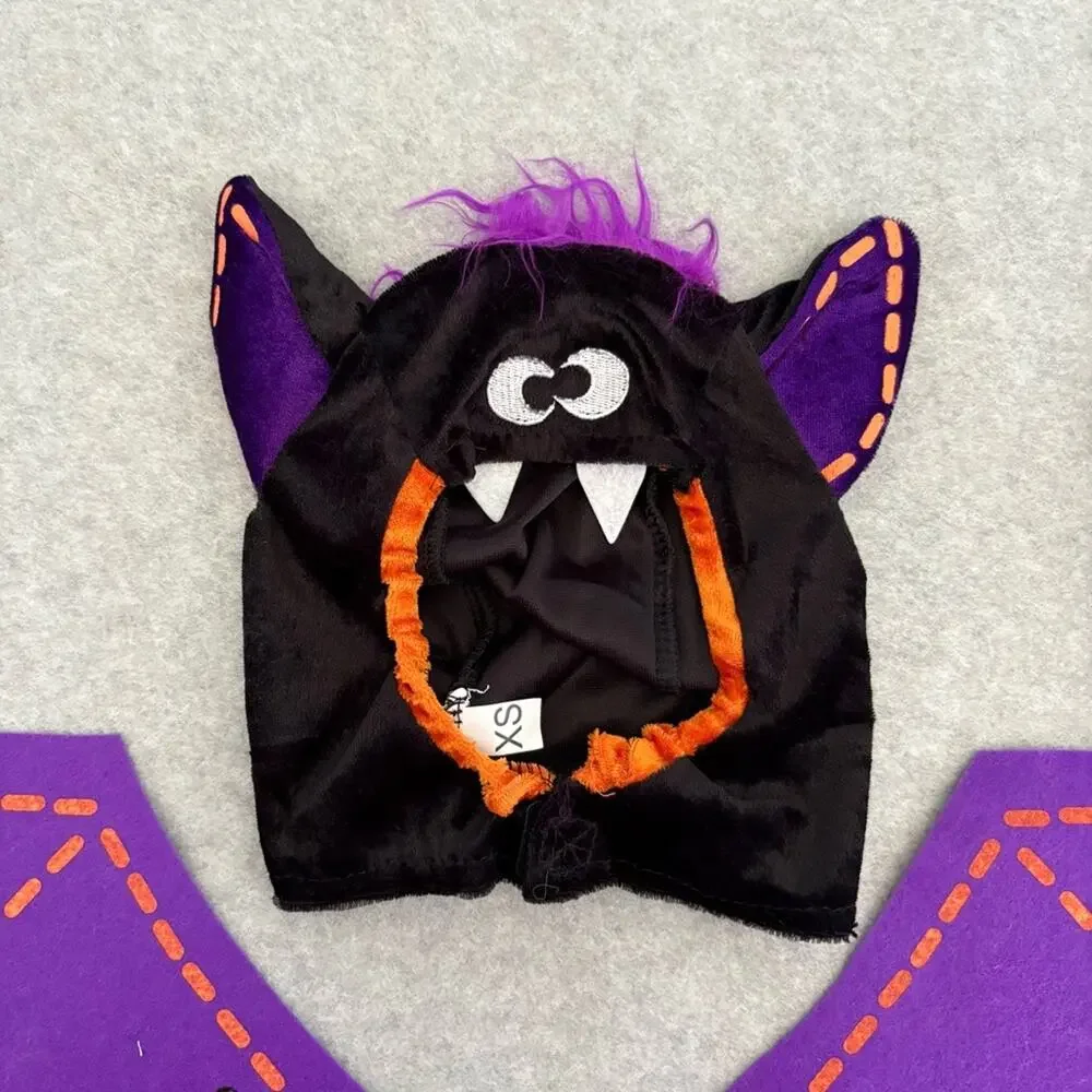 Baby Bat Halloween Costume Infant XS 0–6 Months Black Purple Jumpsuit Hood